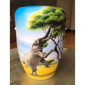 Hand Painted Biodegradable Cremation Ashes Funeral Urn / Casket – Elephant
